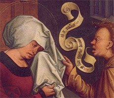 Phylactère dans 'Saint-Anne et Angel' (1506)